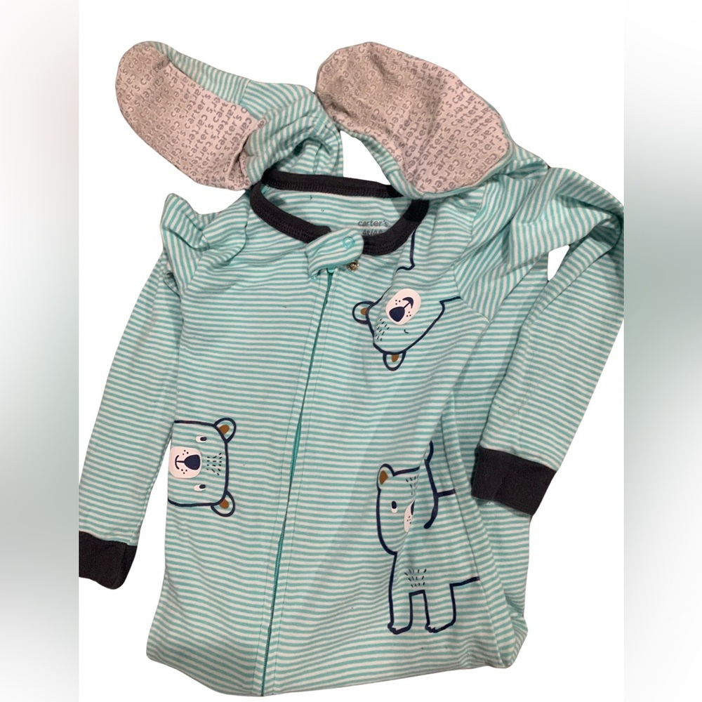 Carters boys 4T striped bear footie pajamas